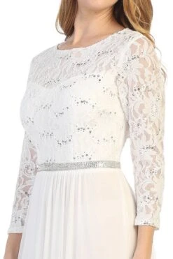 CLEARANCE - Celavie 6305L Three-Quarter Length Lace Sleeve Dress A-line (Size M)(Clearance Celavie 6305l Three Quarter Length Lace Sleeve Dress A Line Size M) -Dress Promotion Store 6305L celavie off white zoom 1
