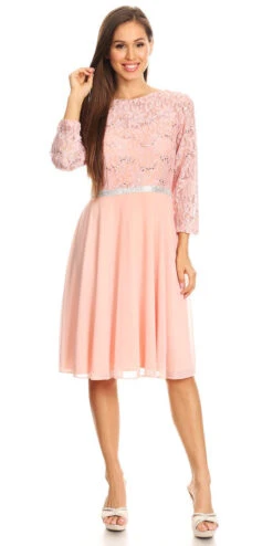 Celavie 6305-S Quarter Sleeves Lace Top A-Line Knee Length Dress(Royal Blue Quarter Sleeves Lace Knee Length Wedding Guest Dress) 34 Celavie 6305-S Quarter Sleeves Lace Top A-Line Knee Length Dress(Royal Blue Quarter Sleeves Lace Knee Length Wedding Guest Dress) -Dress Promotion Store 6305s celavie blush