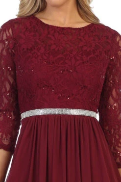 Celavie 6305-S Quarter Sleeves Lace Top A-Line Knee Length Dress(Royal Blue Quarter Sleeves Lace Knee Length Wedding Guest Dress) 40 Celavie 6305-S Quarter Sleeves Lace Top A-Line Knee Length Dress(Royal Blue Quarter Sleeves Lace Knee Length Wedding Guest Dress) -Dress Promotion Store 6305s celavie burgundy zoom