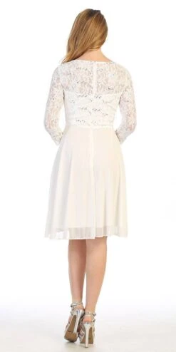 Celavie 6305-S Quarter Sleeves Lace Top A-Line Knee Length Dress(Royal Blue Quarter Sleeves Lace Knee Length Wedding Guest Dress) 27 Celavie 6305-S Quarter Sleeves Lace Top A-Line Knee Length Dress(Royal Blue Quarter Sleeves Lace Knee Length Wedding Guest Dress) -Dress Promotion Store 6305s celavie off white back