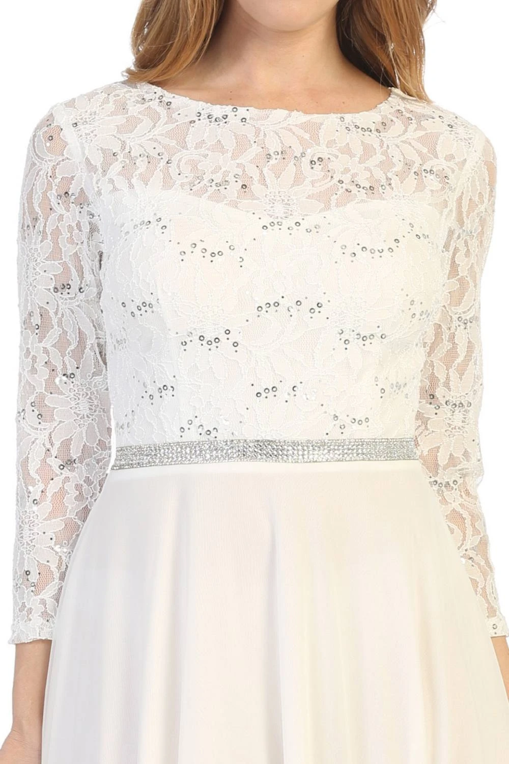 Celavie 6305-S Quarter Sleeves Lace Top A-Line Knee Length Dress(Royal Blue Quarter Sleeves Lace Knee Length Wedding Guest Dress) 10 Celavie 6305-S Quarter Sleeves Lace Top A-Line Knee Length Dress(Royal Blue Quarter Sleeves Lace Knee Length Wedding Guest Dress) - Image 8