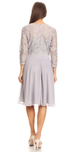 Celavie 6305-S Quarter Sleeves Lace Top A-Line Knee Length Dress(Royal Blue Quarter Sleeves Lace Knee Length Wedding Guest Dress) 31 Celavie 6305-S Quarter Sleeves Lace Top A-Line Knee Length Dress(Royal Blue Quarter Sleeves Lace Knee Length Wedding Guest Dress) -Dress Promotion Store 6305s celavie silver back