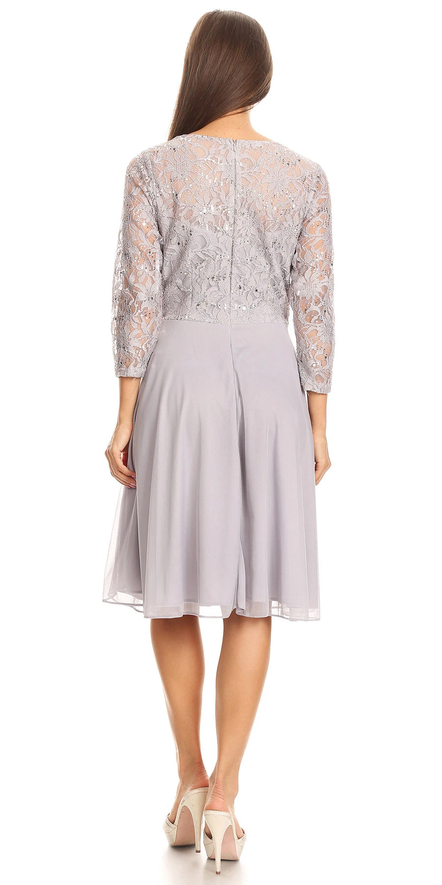 Celavie 6305-S Quarter Sleeves Lace Top A-Line Knee Length Dress(Royal Blue Quarter Sleeves Lace Knee Length Wedding Guest Dress) 12 Celavie 6305-S Quarter Sleeves Lace Top A-Line Knee Length Dress(Royal Blue Quarter Sleeves Lace Knee Length Wedding Guest Dress) - Image 10