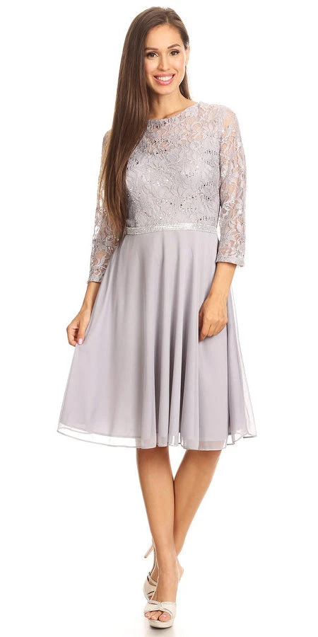 Celavie 6305-S Quarter Sleeves Lace Top A-Line Knee Length Dress(Royal Blue Quarter Sleeves Lace Knee Length Wedding Guest Dress) 11 Celavie 6305-S Quarter Sleeves Lace Top A-Line Knee Length Dress(Royal Blue Quarter Sleeves Lace Knee Length Wedding Guest Dress) - Image 9