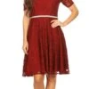 Celavie 6307 Lace A-Line Dress Cold Shoulder Short Sleeves(Burgundy Lace A Line Wedding Guest Dress Cold Shoulder Short Sleeves) -Dress Promotion Store 6307 celavie burgundy e09bb365 876f 42f7 bac2 da998c46d0c6