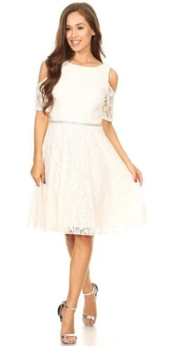 Celavie 6307 Lace A-Line Dress Cold Shoulder Short Sleeves(Burgundy Lace A Line Wedding Guest Dress Cold Shoulder Short Sleeves) -Dress Promotion Store 6307 celavie ivory 30c24036 f956 4a72 a037 b123292c31f8