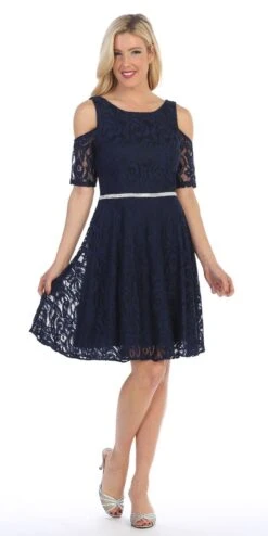 Celavie 6307 Lace A-Line Dress Cold Shoulder Short Sleeves(Burgundy Lace A Line Wedding Guest Dress Cold Shoulder Short Sleeves) -Dress Promotion Store 6307 celavie navy blue 8f05943a 7a4f 4468 add5 11cc2e736e1d
