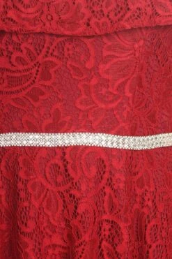 Celavie 6317 Ruffled Off Shoulder Lace A-Line Dress(Ruffled Off Shoulder Lace A Line Wedding Guest Dress Black) -Dress Promotion Store 6317 celavie burgundy zoom ec6f54a5 26be 47e9 a8dc 748f3956a853