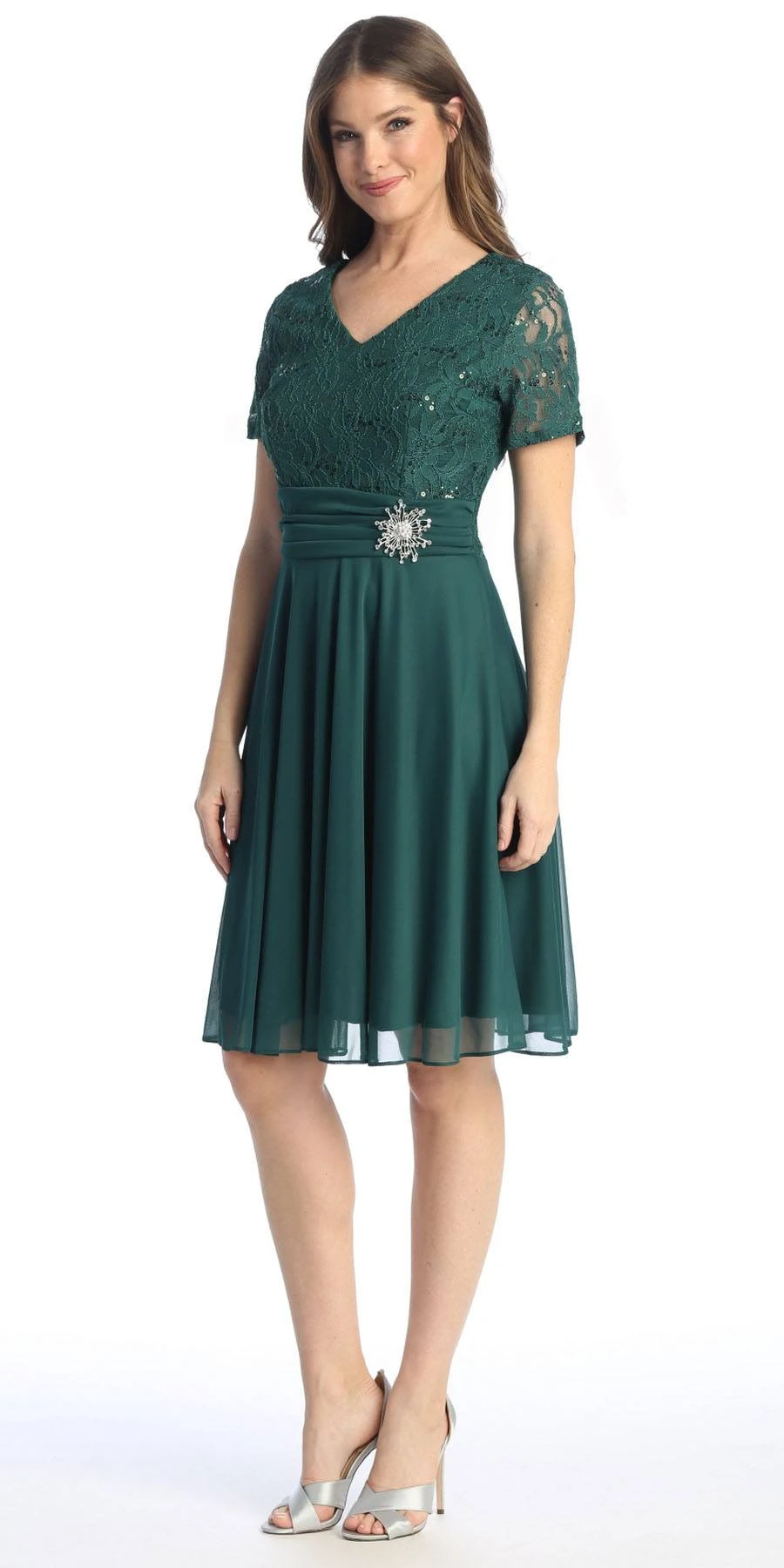 CLEARANCE - Celavie 6320S Knee Length Dress With Short Sleeves (Size L)(Clearance Celavie 6320s Knee Length Dress With Short Sleeves Size L) 6 CLEARANCE - Celavie 6320S Knee Length Dress With Short Sleeves (Size L)(Clearance Celavie 6320s Knee Length Dress With Short Sleeves Size L) - Image 4