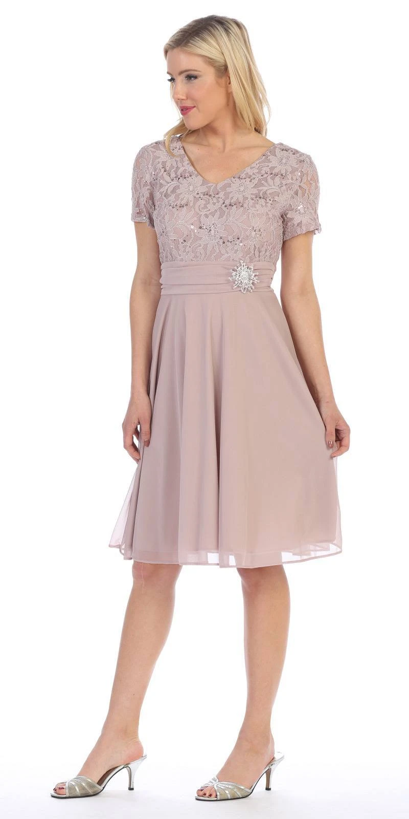 Celavie 6320-S Knee Length Dress With Short Sleeves Lace Bodice(Celavie 6320 Knee Length Royal Blue Dress With Short Sleeves Lace Bodice) 12 Celavie 6320-S Knee Length Dress With Short Sleeves Lace Bodice(Celavie 6320 Knee Length Royal Blue Dress With Short Sleeves Lace Bodice) - Image 10