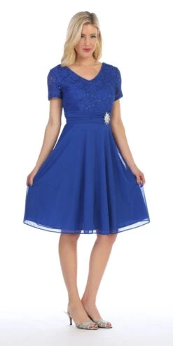 CLEARANCE - Celavie 6320S Knee Length Dress With Short Sleeves (Size L)(Clearance Celavie 6320s Knee Length Dress With Short Sleeves Size L) 26 CLEARANCE - Celavie 6320S Knee Length Dress With Short Sleeves (Size L)(Clearance Celavie 6320s Knee Length Dress With Short Sleeves Size L) -Dress Promotion Store 6320 celavie royal blue side view 7aa732d5 2cd8 4ef5 911a 65d543b89216 1