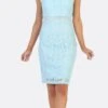 Celavie 6333 Off-the-Shoulder Cocktail Dress Embellished Waist(Baby Blue Off The Shoulder Cocktail Dress Embellished Waist)
