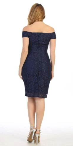 Celavie 6333 Off-the-Shoulder Cocktail Dress Embellished Waist(Baby Blue Off The Shoulder Cocktail Dress Embellished Waist) -Dress Promotion Store 6333 celavie navy blue back