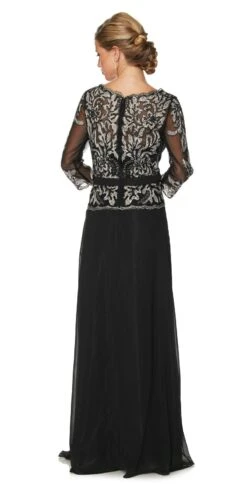 Juliet 634 Quarter Sleeve Formal Dress With Lace Applique Bodice(Juliet 634 Quarter Sleeve Formal Dress With Lace Applique Bodice Black) -Dress Promotion Store 634 juliet black back
