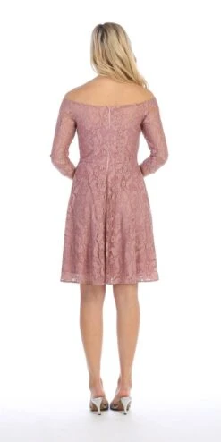 CLEARANCE - Celavie 6343S Off-the-Shoulder Short Lace A-Line Dress (Size XL)(Clearance Celavie 6343s Off The Shoulder Short Lace A Line Dress Size Xl) -Dress Promotion Store 6343 celavie mauve back c71d1411 0191 4248 a567 8c4bb399d07e