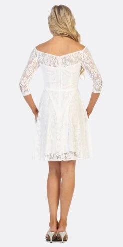 CLEARANCE - Celavie 6343S Off-the-Shoulder Short Lace A-Line Dress (Size XL)(Clearance Celavie 6343s Off The Shoulder Short Lace A Line Dress Size Xl) -Dress Promotion Store 6343S celavie off white back 48a5a801 8f28 48b5 8d99 0f99f96e2c25