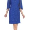 Celavie 6352-S Lace Dress Knee Length With Flutter Sleeves(Royal Blue Wedding Guest Dress With Flutter Sleeves) -Dress Promotion Store 6352s celavie royal blue