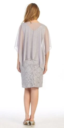 Celavie 6365 Short Lace Sleeveless Dress With Poncho Overlay(Celavie 6365 Short Lace Mauve Dress Semi Formal With Poncho) -Dress Promotion Store 6365 celavie silver back ed96c45d a90d 455f a0ce 2273fe4e17d7