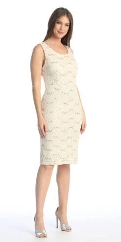 Celavie 6365 Short Lace Sleeveless Dress With Poncho Overlay(Celavie 6365 Short Lace Mauve Dress Semi Formal With Poncho) -Dress Promotion Store 6365Champagne5