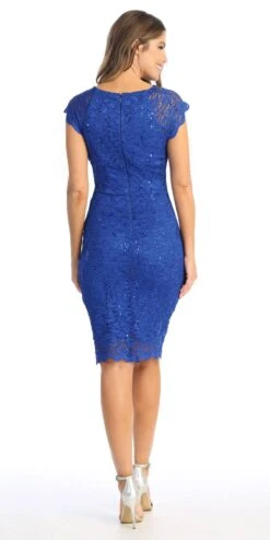 Celavie 6372S Beaded Waist Short Cocktail Dress(Beaded Waist Short Wedding Guest Dress Black) -Dress Promotion Store 6372 SRoyalB