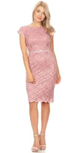 Celavie 6372S Beaded Waist Short Cocktail Dress(Beaded Waist Short Wedding Guest Dress Black) -Dress Promotion Store 6372s celavie mauve