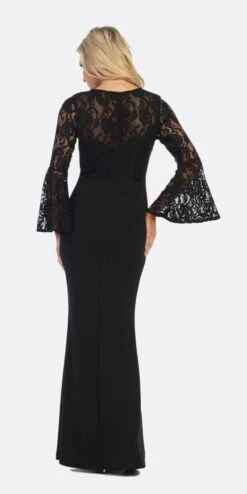 Celavie 6374 Beaded Waist Long Dress With Long Bell Sleeves(Mauve Beaded Waist Long Formal Dress With Long Bell Sleeves) -Dress Promotion Store 6374 celavie black back 457b5ebf f0d9 47eb a70f c823c1b29a46