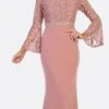 Celavie 6374 Beaded Waist Long Dress With Long Bell Sleeves(Mauve Beaded Waist Long Formal Dress With Long Bell Sleeves) -Dress Promotion Store 6374 celavie mauve 8fef645f 1e4e 475c b39c 1da6dd38bd90