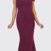 Celavie 6402 Off-Shoulder Mermaid Style Long Dress(Off Shoulder Mermaid Style Long Formal Dress Burgundy) -Dress Promotion Store 6402 celavie fuchsia