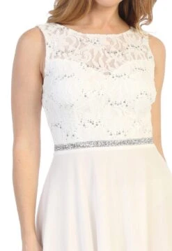 Celavie 6406 Lace Bodice Short A-Line Chiffon Cocktail Dress(Baby Blue Lace Bodice Short Cocktail Dress Sleeveless) -Dress Promotion Store 6406 celavie off white zoom