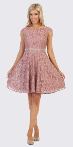 Celavie 6417 Cap Sleeve Lace A-Line Short Cocktail Dress(Cap Sleeved Sage A Line Short Homecoming Dress) -Dress Promotion Store 6417 celavie mauve