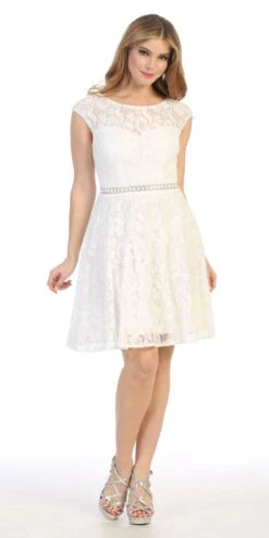 Celavie 6417 Cap Sleeve Lace A-Line Short Cocktail Dress(Cap Sleeved Sage A Line Short Homecoming Dress) -Dress Promotion Store 6417 celavie off white 1db14194 fd0f 47e4 9946 e65178b8a582