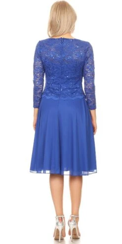 Celavie 6426 Short A-Line Dress With Quarter Sleeves(Celavie 6426 Short Wedding Guest Dress With Quarter Sleeves) -Dress Promotion Store 6426 celavie royal blue back