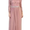 Celavie 6468 Long Sleeved Off-the-Shoulder Long Chiffon Dress(Long Sleeved Off The Shoulder Long Formal Dress Mauve)