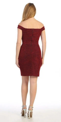 Celavie 6478 Short Off The Shoulder Cocktail Dress(Celavie 6478 Short Off The Shoulder Cocktail Dress) 24 Celavie 6478 Short Off The Shoulder Cocktail Dress(Celavie 6478 Short Off The Shoulder Cocktail Dress) -Dress Promotion Store 6478 burgundy back