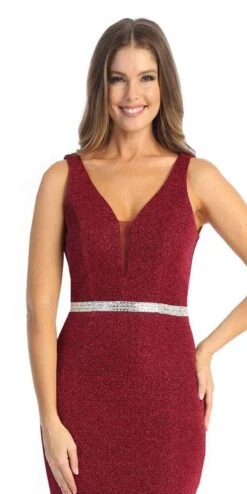 Celavie 6483-S V-Neck Glittery Short Wedding-Guest Dress(Mauve V Neck Glittery Short Wedding Guest Dress) -Dress Promotion Store 6483 s Burg