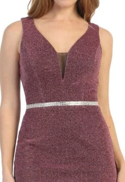 Celavie 6483-S V-Neck Glittery Short Wedding-Guest Dress(Mauve V Neck Glittery Short Wedding Guest Dress) -Dress Promotion Store 6483s celavie mauve zoom