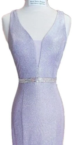 Celavie 6483-S V-Neck Glittery Short Wedding-Guest Dress(Mauve V Neck Glittery Short Wedding Guest Dress) -Dress Promotion Store 6483s lilac