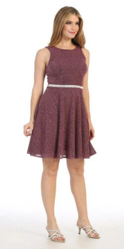 Celavie 6846S Embellished Waist Short Sleeveless Cocktail Dress(Embellished Waist Mauve Short Cocktail Dress Sleeveless) 8 Celavie 6846S Embellished Waist Short Sleeveless Cocktail Dress(Embellished Waist Mauve Short Cocktail Dress Sleeveless) -Dress Promotion Store 6486 celavie mauve side