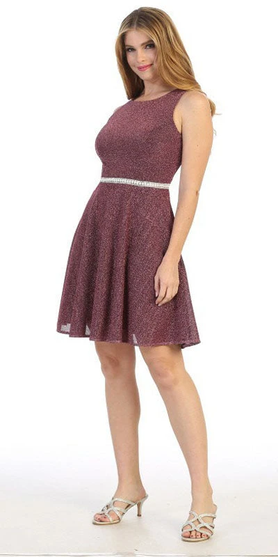 Celavie 6846S Embellished Waist Short Sleeveless Cocktail Dress(Embellished Waist Mauve Short Cocktail Dress Sleeveless) 6 Celavie 6846S Embellished Waist Short Sleeveless Cocktail Dress(Embellished Waist Mauve Short Cocktail Dress Sleeveless) - Image 4
