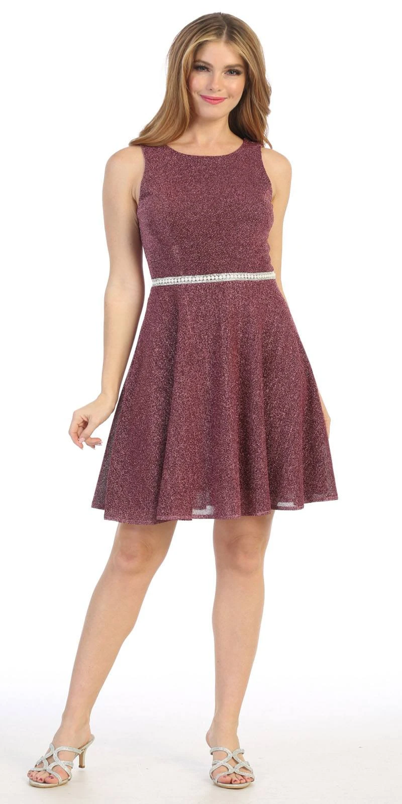 Celavie 6846S Embellished Waist Short Sleeveless Cocktail Dress(Embellished Waist Mauve Short Cocktail Dress Sleeveless) 3 Celavie 6846S Embellished Waist Short Sleeveless Cocktail Dress(Embellished Waist Mauve Short Cocktail Dress Sleeveless)