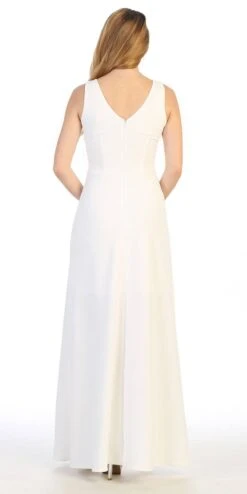 Celavie 6493L Sleeveless V-Neck And Back Long Dress(Sleeveless V Neck And Back Long Formal Dress Royal Blue) -Dress Promotion Store 6493L celavie off white back 464792a7 de01 43ab bd20 b9852fa5633d