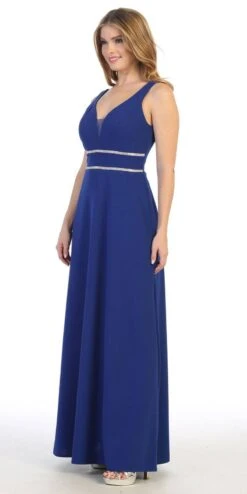 Celavie 6493L Sleeveless V-Neck And Back Long Dress(Sleeveless V Neck And Back Long Formal Dress Royal Blue) -Dress Promotion Store 6493L celavie royal blue left side 8b77c8b5 d716 467b 9553 ed3122a30618
