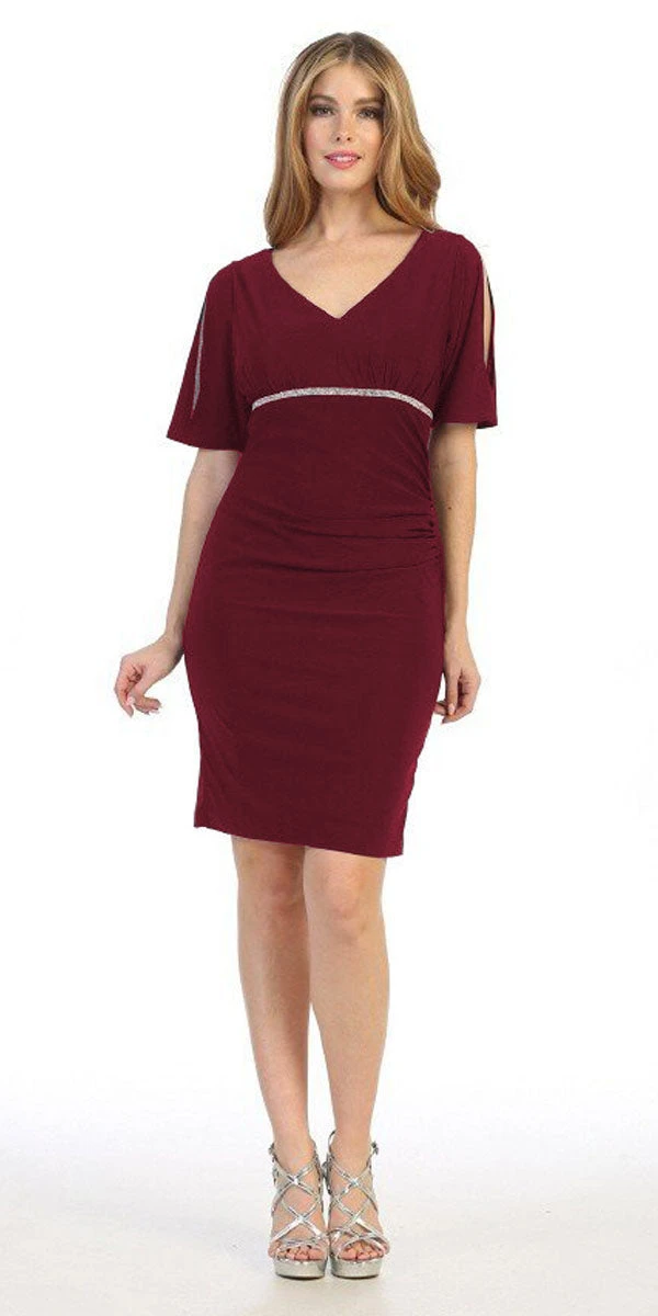 Celavie 6500 Short Fitted Dress With Mid Slit Sleeves(Celavie 6500 Short Fitted Dress With Mid Slit Sleeves) 8 Celavie 6500 Short Fitted Dress With Mid Slit Sleeves(Celavie 6500 Short Fitted Dress With Mid Slit Sleeves) - Image 6
