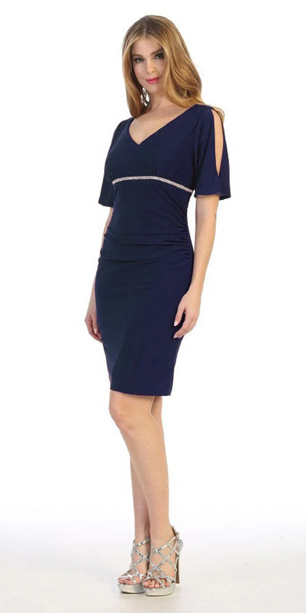 Celavie 6500 Short Fitted Dress With Mid Slit Sleeves(Celavie 6500 Short Fitted Dress With Mid Slit Sleeves) 9 Celavie 6500 Short Fitted Dress With Mid Slit Sleeves(Celavie 6500 Short Fitted Dress With Mid Slit Sleeves) - Image 7