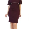 Celavie 6500 Short Fitted Dress With Mid Slit Sleeves(Celavie 6500 Short Fitted Dress With Mid Slit Sleeves) -Dress Promotion Store 6500 plum