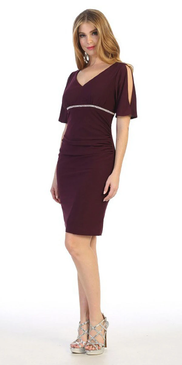 Celavie 6500 Short Fitted Dress With Mid Slit Sleeves(Celavie 6500 Short Fitted Dress With Mid Slit Sleeves) 5 Celavie 6500 Short Fitted Dress With Mid Slit Sleeves(Celavie 6500 Short Fitted Dress With Mid Slit Sleeves) - Image 3