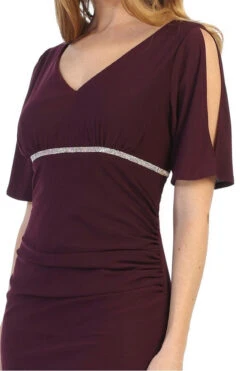 Celavie 6500 Short Fitted Dress With Mid Slit Sleeves(Celavie 6500 Short Fitted Dress With Mid Slit Sleeves) 14 Celavie 6500 Short Fitted Dress With Mid Slit Sleeves(Celavie 6500 Short Fitted Dress With Mid Slit Sleeves) -Dress Promotion Store 6500 plum zoom