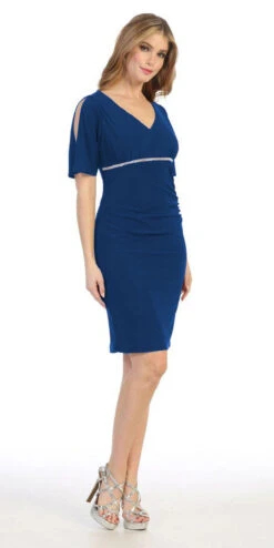 Celavie 6500 Short Fitted Dress With Mid Slit Sleeves(Celavie 6500 Short Fitted Dress With Mid Slit Sleeves) 17 Celavie 6500 Short Fitted Dress With Mid Slit Sleeves(Celavie 6500 Short Fitted Dress With Mid Slit Sleeves) -Dress Promotion Store 6500 royal