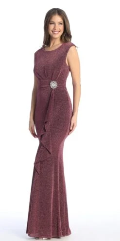 Celavie 6514-L Long Cap Sleeve Dress With Ruffle(Celavie 6514l Long Cap Sleeve Dress With Ruffle) -Dress Promotion Store 6514 LMauve2