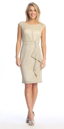 Celavie 6514-S Short Cap Sleeve Dress With Ruffle(Celavie 6514 Short Cap Sleeve Dress With Ruffle) -Dress Promotion Store 6514 SChampagne